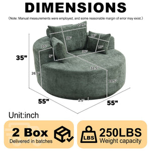 English Elm 55''l 55'l Chenille Swivel Lounge Chair Foam Sleeper with 360 Rotation for Living Rooms W834S00678