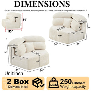 English Elm 53-Inch Pentagonal Chenille Lounge Chair Modular Cloud Soft Seating for Living Spaces W834S00683