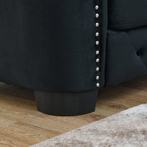 English Elm 59-Inch Chesterfield Velvet Loveseat with Button Tufting Nailhead Arms and Pine Frame W834S00684