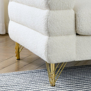 English Elm A Cloud Shaped Teddy Fleece Sofa Set with Gold Legs and Sculptural Wavy Backrest W834S00686