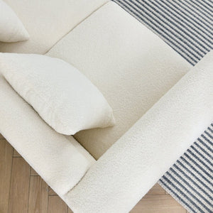 English Elm A Cloud Shaped Teddy Fleece Sofa Set with Gold Legs and Sculptural Wavy Backrest W834S00686