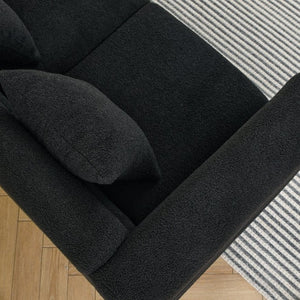 English Elm A Cloud Inspired Teddy Fabric Sofa Set with Gold Legs and Sculptural Wave Backrest W834S00687