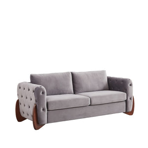 English Elm 84-Inch Velvet Tufted Sofa with Rubberwood Legs Plush Seating for the Living Room W834S00701