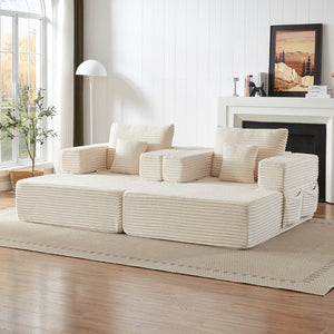 English Elm Classic Velvet Button Tufted Loveseat Set with Rubberwood Legs for Living Rooms Modular L-Shaped Sectional Beige W834S00706