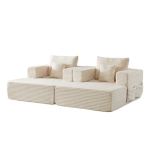 English Elm Classic Velvet Button Tufted Loveseat Set with Rubberwood Legs for Living Rooms Modular L-Shaped Sectional Beige W834S00706