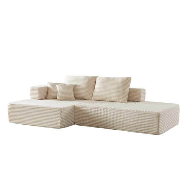 English Elm Classic Velvet Button Tufted Loveseat Set with Rubberwood Legs for Living Rooms Modular L-Shaped Sectional Beige W834S00706