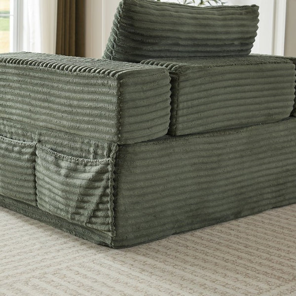 English Elm Classic Velvet Button Tufted Loveseat Set with Rubberwood Legs for Living Rooms Modular L-Shaped Sectional Green W834S00708