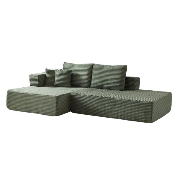 English Elm Classic Velvet Button Tufted Loveseat Set with Rubberwood Legs for Living Rooms Modular L-Shaped Sectional Green W834S00708
