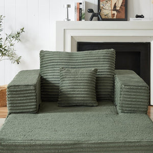 English Elm Classic Velvet Button Tufted Loveseat Set with Rubberwood Legs for Living Rooms Modular L-Shaped Sectional Green W834S00708