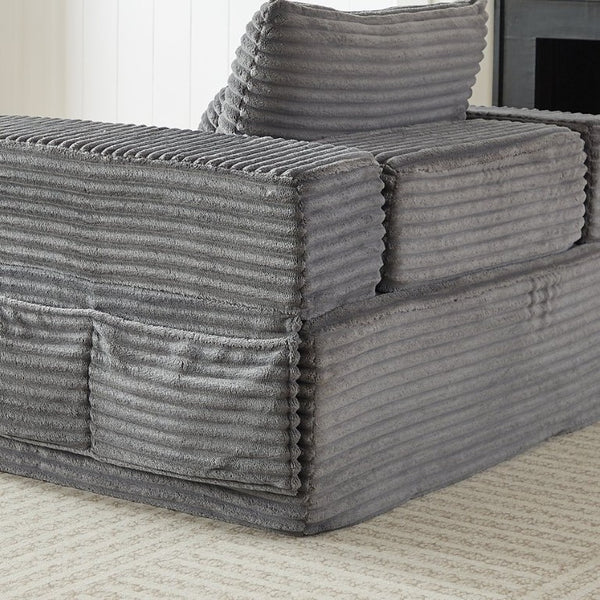 English Elm Modular Foam Sectional Sofa with Removable Armrests and Storage for Living Room Grey W834S00709