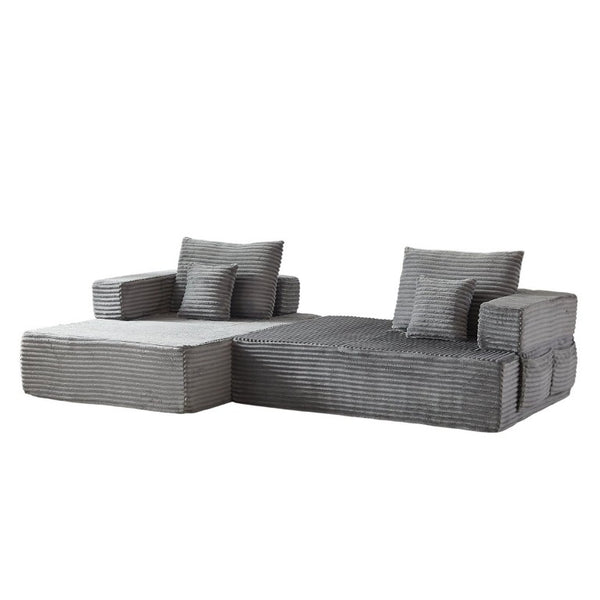 English Elm Modular Foam Sectional Sofa with Removable Armrests and Storage for Living Room Grey W834S00709
