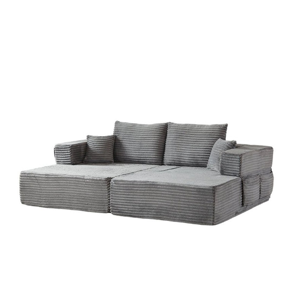 English Elm Modular Foam Sectional Sofa with Removable Armrests and Storage for Living Room Grey W834S00709