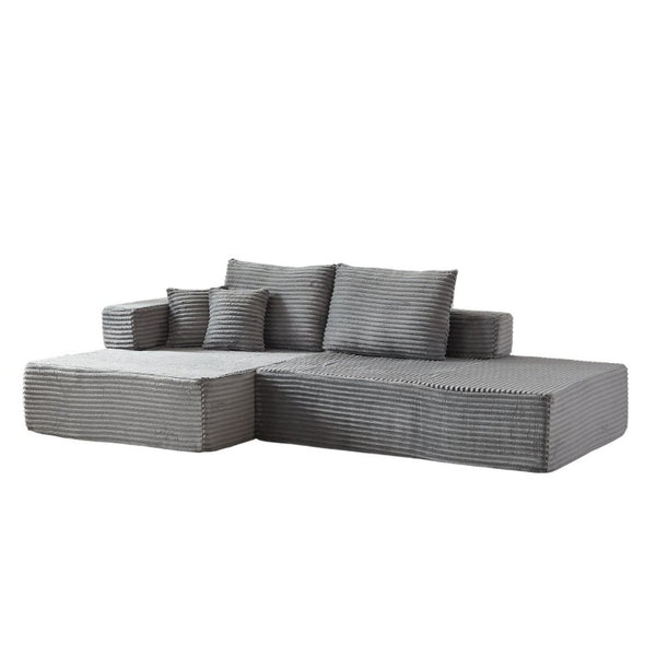 English Elm Modular Foam Sectional Sofa with Removable Armrests and Storage for Living Room Grey W834S00709