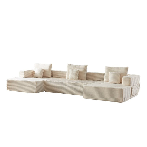 English Elm Modular Foam Sectional Sofa with Removable Armrests and Storage for Living Room Beige W834S00710