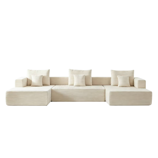 English Elm Modular Foam Sectional Sofa with Removable Armrests and Storage for Living Room Beige W834S00710
