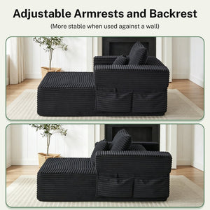 English Elm Modular Foam Sectional Sofa with Removable Armrests and Storage for Living Room Black W834S00711