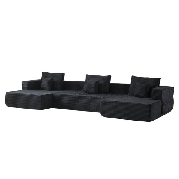English Elm Modular Foam Sectional Sofa with Removable Armrests and Storage for Living Room Black W834S00711