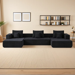 English Elm Modular Foam Sectional Sofa with Removable Armrests and Storage for Living Room Black W834S00711
