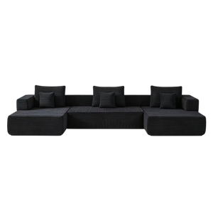 English Elm Modular Foam Sectional Sofa with Removable Armrests and Storage for Living Room Black W834S00711