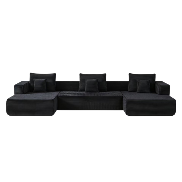 English Elm Modular Foam Sectional Sofa with Removable Armrests and Storage for Living Room Black W834S00711