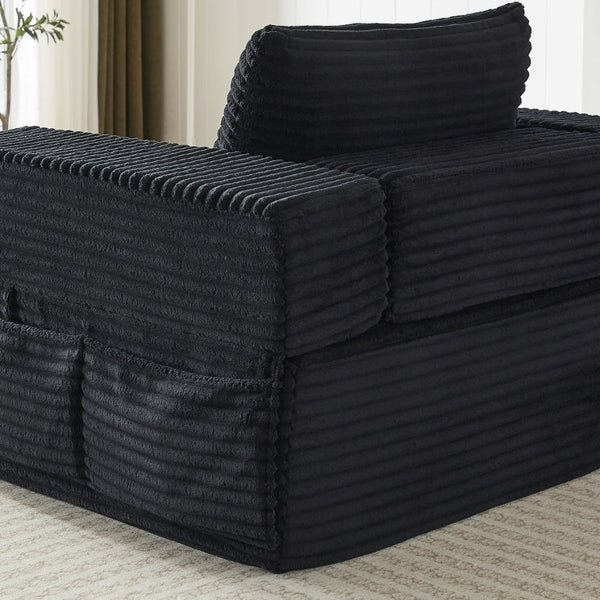 English Elm Modular Foam Sectional Sofa with Removable Armrests and Storage for Living Room Black W834S00711