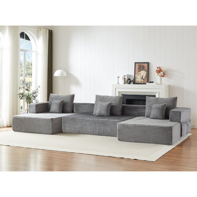English Elm Modular Foam Sectional Sofa with Removable Armrests and Storage Pockets for Living Room W834S00713