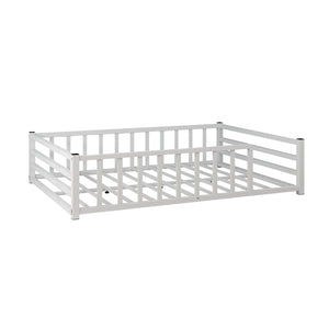 English Elm Full Size Montessori Floor Bed Low Metal Frame with Guardrails for Toddler Rooms W840P464023
