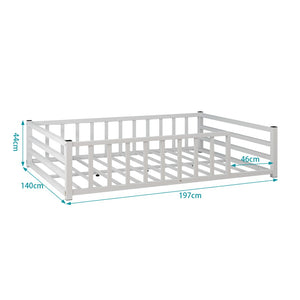English Elm Full Size Montessori Floor Bed Low Metal Frame with Guardrails for Toddler Rooms W840P464023