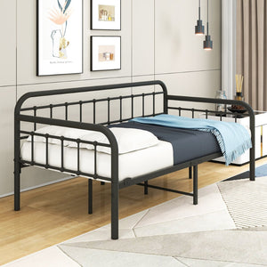 English Elm Metal Twin Daybed Frame Industrial Steel Platform with Under Bed Storage No Box Spring W840P508763