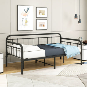 English Elm Metal Twin Daybed Frame Industrial Steel Platform with Under Bed Storage No Box Spring W840P508763