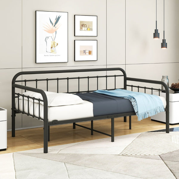 English Elm Metal Twin Daybed Frame Industrial Steel Platform with Under Bed Storage No Box Spring W840P508763