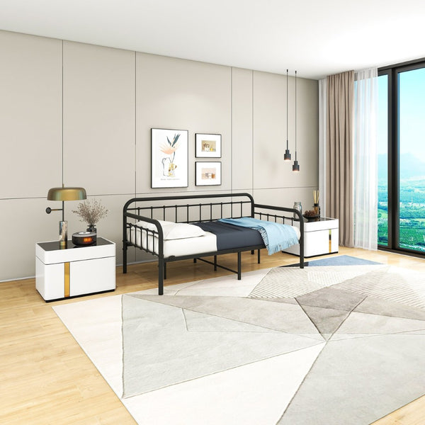 English Elm Metal Twin Daybed Frame Industrial Steel Platform with Under Bed Storage No Box Spring W840P508763