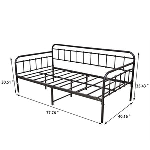 English Elm Metal Twin Daybed Frame Industrial Steel Platform with Under Bed Storage No Box Spring W840P508763
