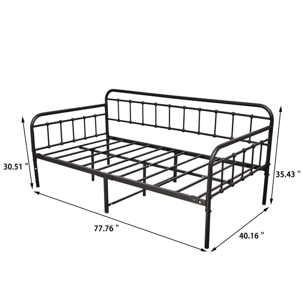 English Elm Metal Twin Daybed Frame Industrial Steel Platform with Under Bed Storage No Box Spring W840P508763
