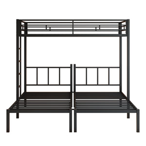 English Elm Twin Over Triple Bunk Bed Powder Coated Steel Frame with Guardrails for Shared Rooms Black W840S00002