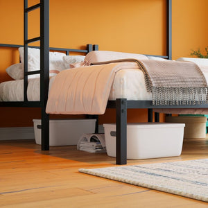 English Elm Twin Over Triple Bunk Bed Powder Coated Steel Frame with Guardrails for Shared Rooms Black W840S00002