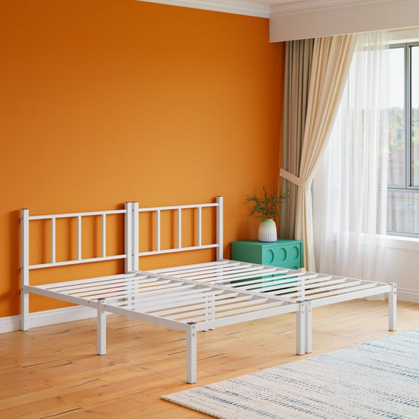 English Elm Twin Over Triple Bunk Bed Powder Coated Steel Frame with Guardrails for Shared Rooms White W840S00003