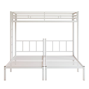 English Elm Twin Over Triple Bunk Bed Powder Coated Steel Frame with Guardrails for Shared Rooms White W840S00003