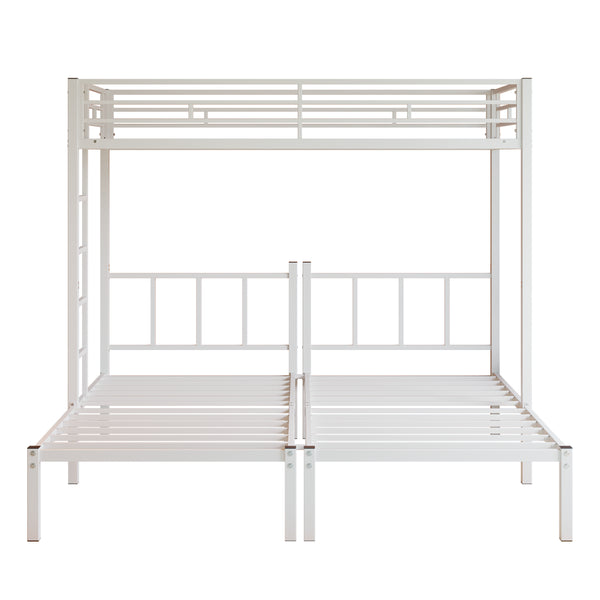 English Elm Twin Over Triple Bunk Bed Powder Coated Steel Frame with Guardrails for Shared Rooms White W840S00003