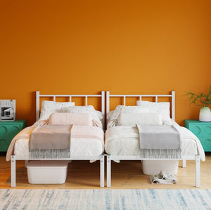 English Elm Twin Over Triple Bunk Bed Powder Coated Steel Frame with Guardrails for Shared Rooms White W840S00003