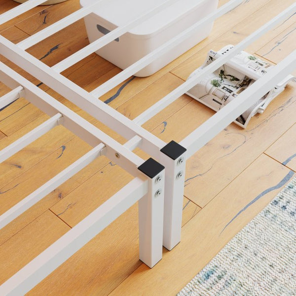 English Elm Twin Over Triple Bunk Bed Powder Coated Steel Frame with Guardrails for Shared Rooms White W840S00003