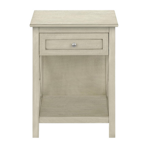 English Elm Antique White Washed Veneer End Table with X Apron Detail and Open Storage Shelf W869P372430