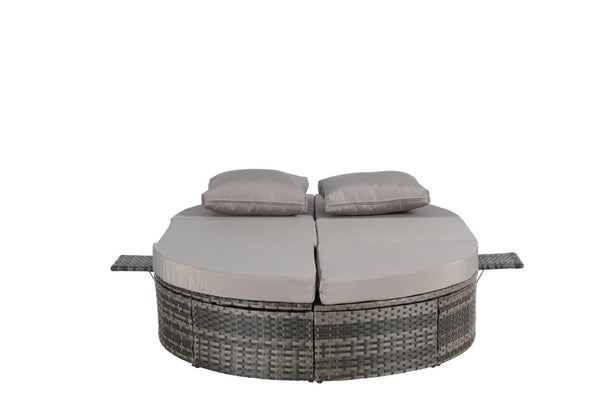 English Elm Outdoor Round Pe Rattan Daybed with Retractable Canopy and Reclining Backrest W874P415356