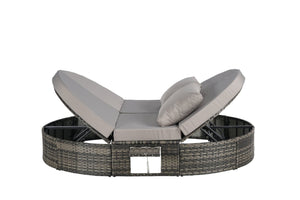 English Elm Outdoor Round Pe Rattan Daybed with Retractable Canopy and Reclining Backrest W874P415356
