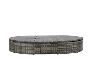 English Elm Outdoor Round Pe Rattan Daybed with Retractable Canopy and Reclining Backrest W874P415356