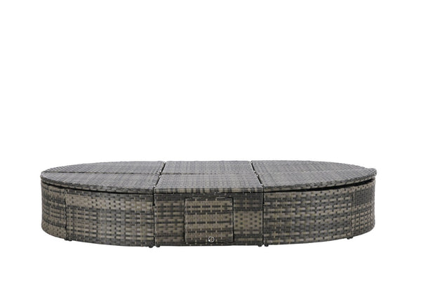 English Elm Outdoor Round Pe Rattan Daybed with Retractable Canopy and Reclining Backrest W874P415356