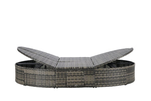 English Elm Outdoor Round Pe Rattan Daybed with Retractable Canopy and Reclining Backrest W874P415356