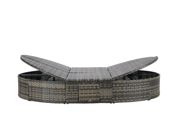English Elm Outdoor Round Pe Rattan Daybed with Retractable Canopy and Reclining Backrest W874P415356