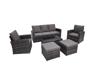 English Elm Outdoor Hand-woven Pe Rattan 6 Piece Patio Sectional Set with Aluminum Frame Light Gray W874S00089