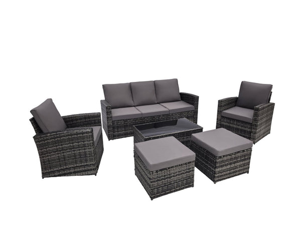 English Elm Outdoor Hand-woven Pe Rattan 6 Piece Patio Sectional Set with Aluminum Frame Light Gray W874S00089